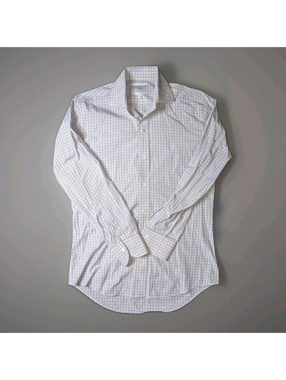 Ledbury Dress Shirt Slim Fit 15.5 Blue Gray Check